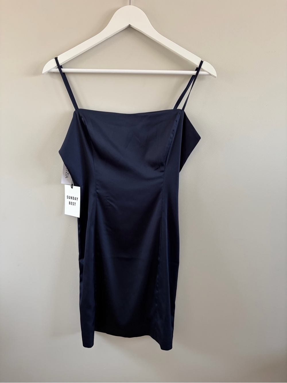 Sunday Best Midnight Navy Satin Midi Slip Dress